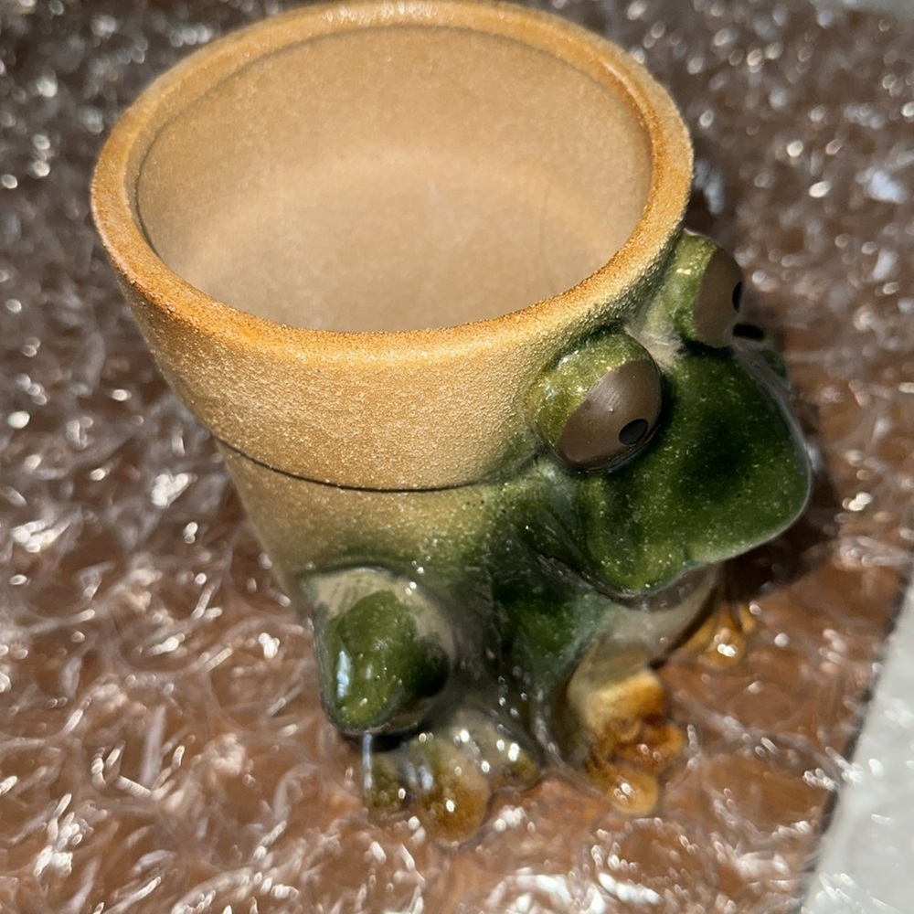 NWT Frog Planter with Green and Tan Colors - Picture 2 of 8